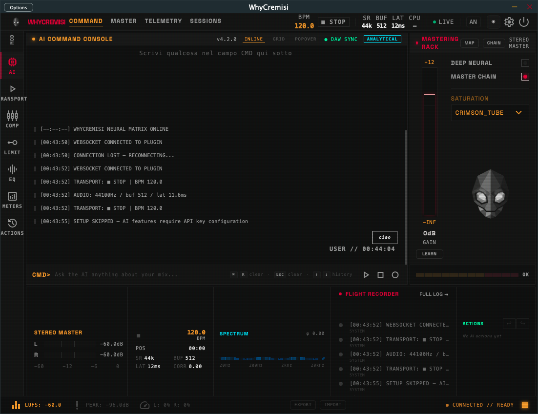 WhyCremisi inside the DAW